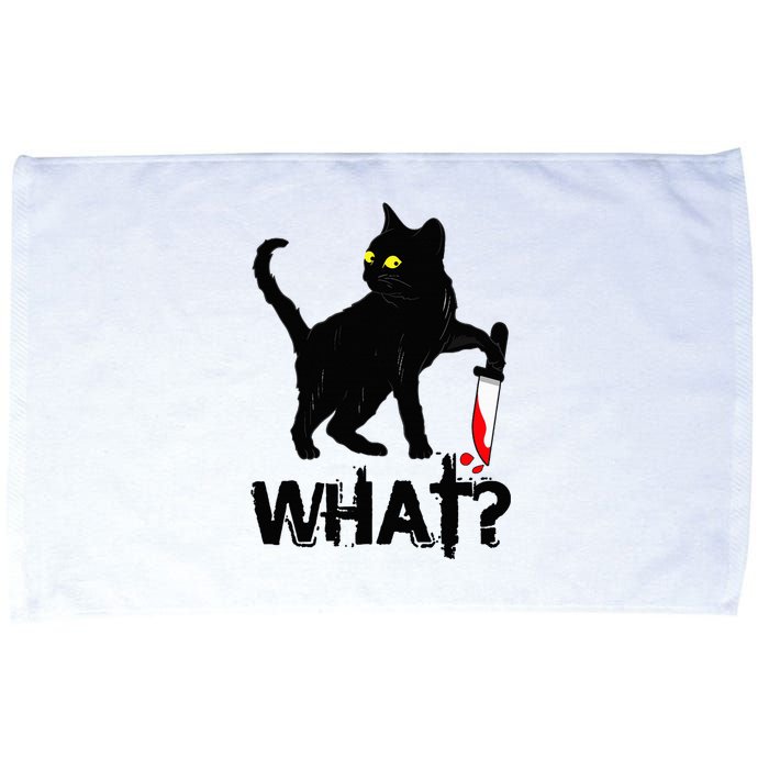 Cat What Murderous Black Cat With Knife Halloween Microfiber Hand Towel