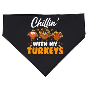 Chillin With My Turkeys Funny Thanksgiving  USA-Made Doggie Bandana