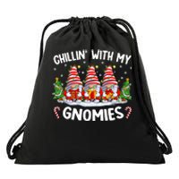 Chillin With My Gnomies Matching Family Christmas Pjs Gnome Drawstring Bag