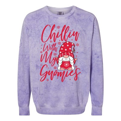 Chillin With My Gnomies Christmas Gnome Cute Gift Colorblast Crewneck Sweatshirt