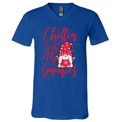 Chillin With My Gnomies Christmas Gnome Cute Gift V-Neck T-Shirt