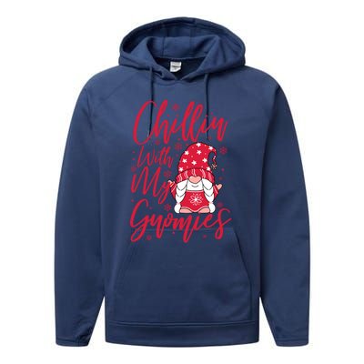 Chillin With My Gnomies Christmas Gnome Cute Gift Performance Fleece Hoodie