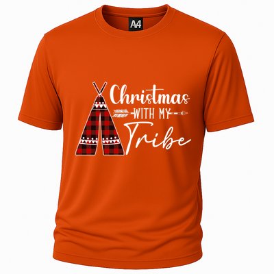 Christmas With My Tribe Buffalo Plaid Matching Family Great Gift Cooling Performance Crew T-Shirt