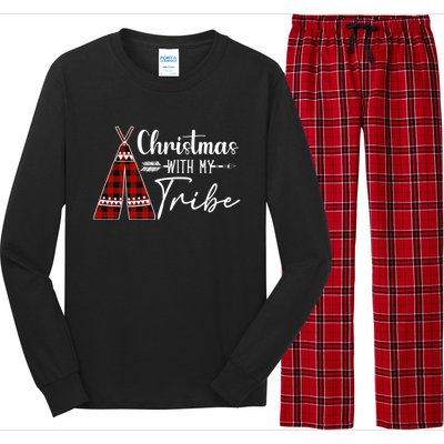 Christmas With My Tribe Buffalo Plaid Matching Family Great Gift Long Sleeve Pajama Set