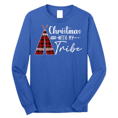 Christmas With My Tribe Buffalo Plaid Matching Family Great Gift Long Sleeve Shirt