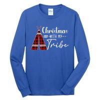 Christmas With My Tribe Buffalo Plaid Matching Family Great Gift Tall Long Sleeve T-Shirt