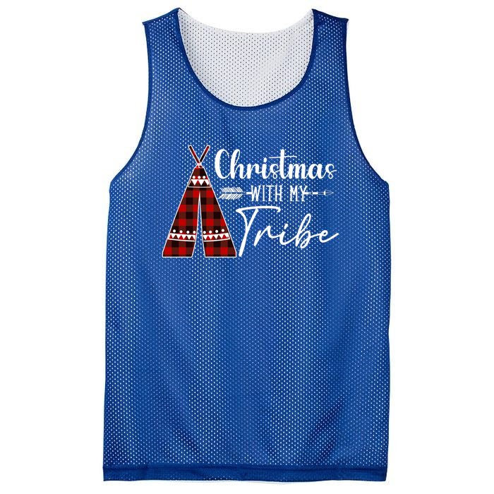 Christmas With My Tribe Buffalo Plaid Matching Family Great Gift Mesh Reversible Basketball Jersey Tank