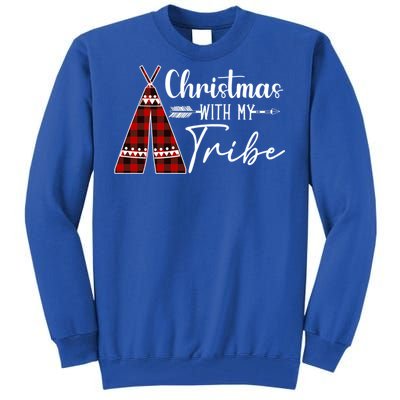 Christmas With My Tribe Buffalo Plaid Matching Family Great Gift Tall Sweatshirt