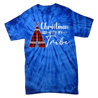 Christmas With My Tribe Buffalo Plaid Matching Family Great Gift Tie-Dye T-Shirt