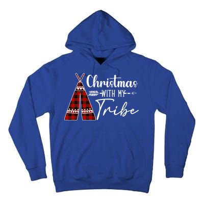 Christmas With My Tribe Buffalo Plaid Matching Family Great Gift Tall Hoodie