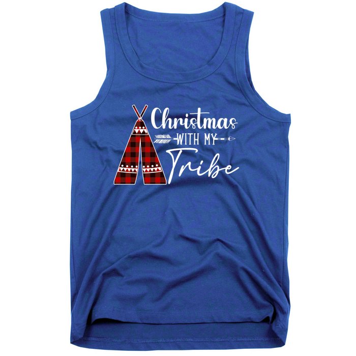 Christmas With My Tribe Buffalo Plaid Matching Family Great Gift Tank Top