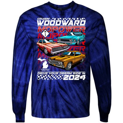 Cruisin Woodward Mopower Drive Your Dream Ride In 2024 Tie-Dye Long Sleeve Shirt