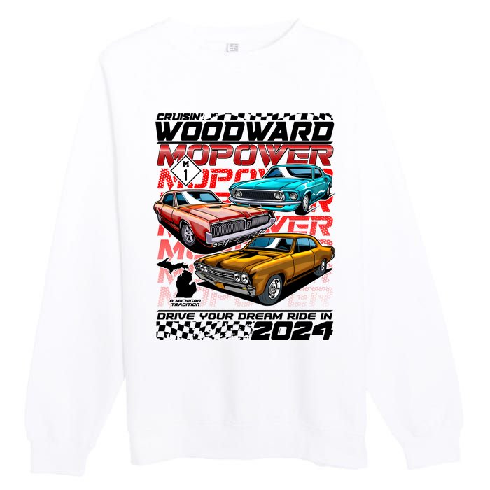 Cruisin Woodward Mopower Drive Your Dream Ride In 2024 Premium Crewneck Sweatshirt