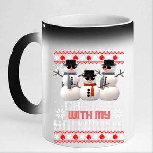 Chillin With My Snowmies Snow Ugly Christmas Sweater Meaningful Gift 11oz Black Color Changing Mug