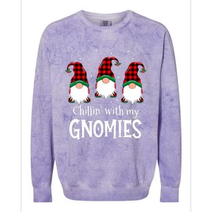 Chillin With My Gnomies Buffalo Red Plaid Christmas Gnome Colorblast Crewneck Sweatshirt