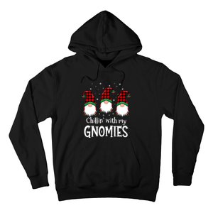 Chillin With My Gnomies Buffalo Red Plaid Christmas Gnome Hoodie