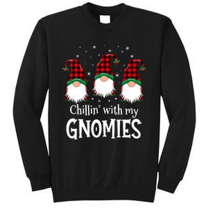 Chillin With My Gnomies Buffalo Red Plaid Christmas Gnome Sweatshirt