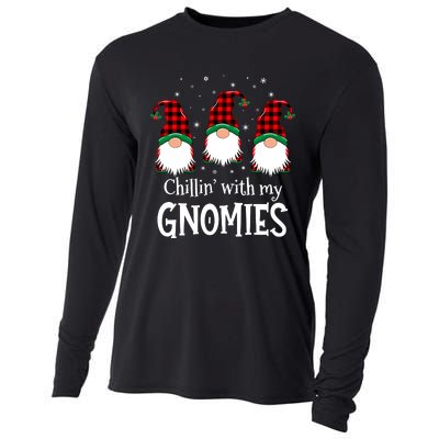 Chillin With My Gnomies Buffalo Red Plaid Christmas Gnome Cooling Performance Long Sleeve Crew