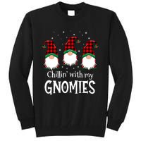 Chillin With My Gnomies Buffalo Red Plaid Christmas Gnome Tall Sweatshirt