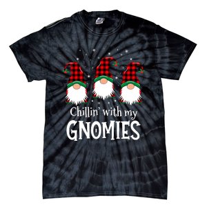 Chillin With My Gnomies Buffalo Red Plaid Christmas Gnome Tie-Dye T-Shirt