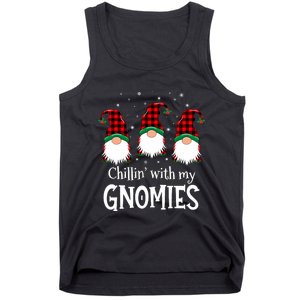 Chillin With My Gnomies Buffalo Red Plaid Christmas Gnome Tank Top