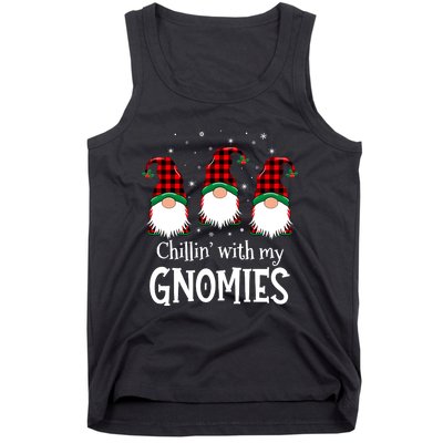 Chillin With My Gnomies Buffalo Red Plaid Christmas Gnome Tank Top