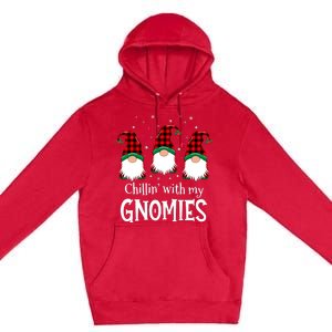 Chillin With My Gnomies Buffalo Red Plaid Christmas Gnome Premium Pullover Hoodie