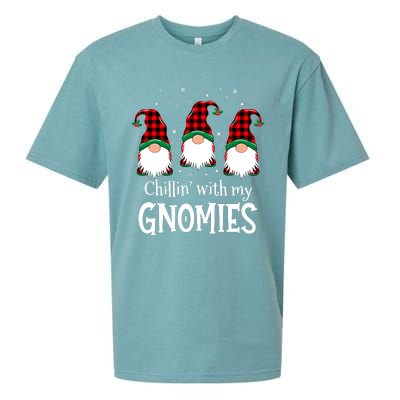 Chillin With My Gnomies Buffalo Red Plaid Christmas Gnome Sueded Cloud Jersey T-Shirt