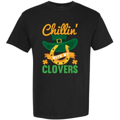 Chillin' With My Clovers Funny St Patricks Day Garment-Dyed Heavyweight T-Shirt