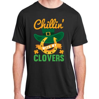 Chillin' With My Clovers Funny St Patricks Day Adult ChromaSoft Performance T-Shirt