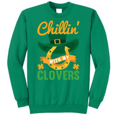 Chillin' With My Clovers Funny St Patricks Day Sweatshirt