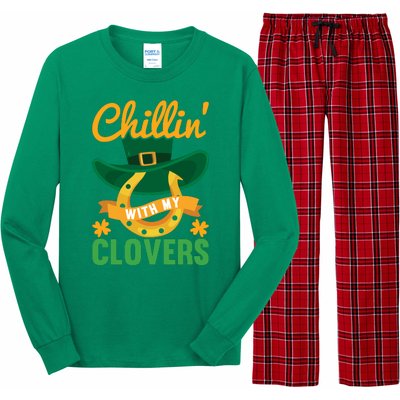 Chillin' With My Clovers Funny St Patricks Day Long Sleeve Pajama Set