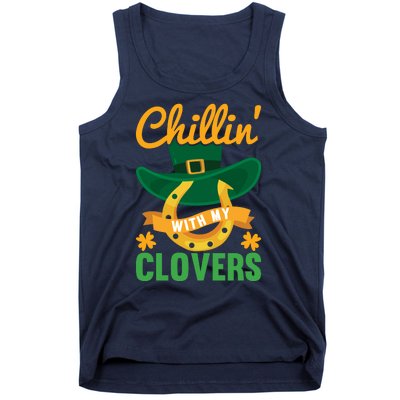 Chillin' With My Clovers Funny St Patricks Day Tank Top