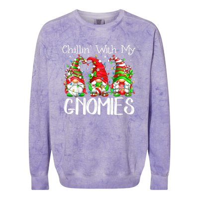 Chillin With My Gnomies Funny Gnome Christmas Pamajas Family Colorblast Crewneck Sweatshirt