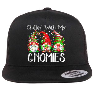 Chillin With My Gnomies Funny Gnome Christmas Pamajas Family Flat Bill Trucker Hat