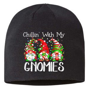 Chillin With My Gnomies Funny Gnome Christmas Pamajas Family Sustainable Beanie