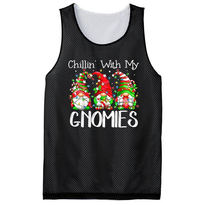 Chillin With My Gnomies Funny Gnome Christmas Pamajas Family Mesh Reversible Basketball Jersey Tank