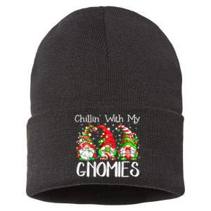 Chillin With My Gnomies Funny Gnome Christmas Pamajas Family Sustainable Knit Beanie