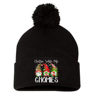 Chillin With My Gnomies Funny Gnome Christmas Pamajas Family Pom Pom 12in Knit Beanie