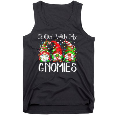 Chillin With My Gnomies Funny Gnome Christmas Pamajas Family Tank Top