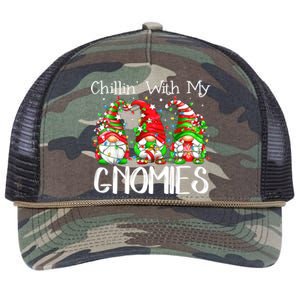 Chillin With My Gnomies Funny Gnome Christmas Pamajas Family Retro Rope Trucker Hat Cap