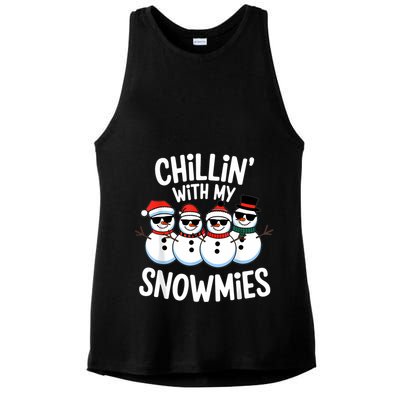 Chillin With My Snowmies Funny Snowman Christmas Ladies PosiCharge Tri-Blend Wicking Tank