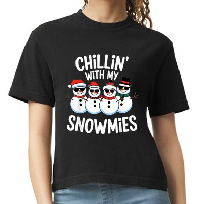 Chillin With My Snowmies Funny Snowman Christmas Comfort Colors Boxy T-Shirt