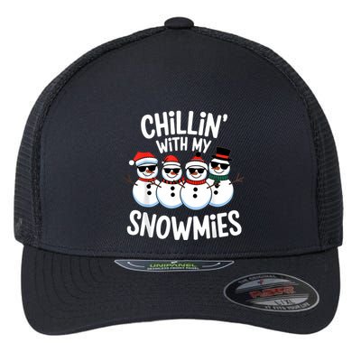Chillin With My Snowmies Funny Snowman Christmas Flexfit Unipanel Trucker Cap