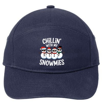 Chillin With My Snowmies Funny Snowman Christmas 7-Panel Snapback Hat