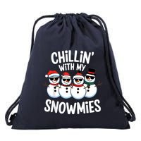Chillin With My Snowmies Funny Snowman Christmas Drawstring Bag