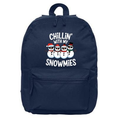 Chillin With My Snowmies Funny Snowman Christmas 16 in Basic Backpack