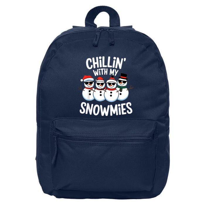 Chillin With My Snowmies Funny Snowman Christmas 16 in Basic Backpack