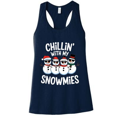 Chillin With My Snowmies Funny Snowman Christmas Womens Tank Top
