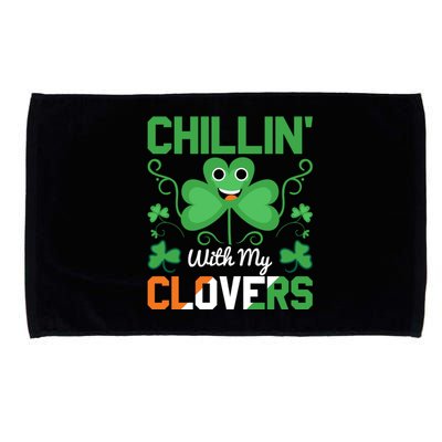 Chillin' With My Clovers Funny St Patricks Day Microfiber Hand Towel